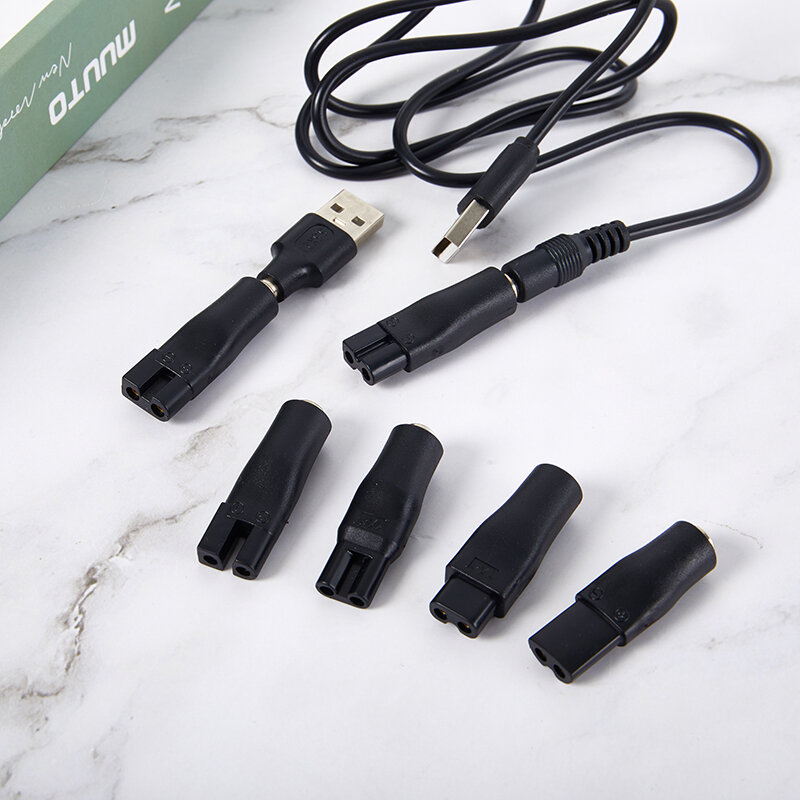 Kabel pengisi daya adaptor USB untuk alat cukur rambut pemotong DC 5.5x2.1mm pria ke C8 ekor catu daya wanita