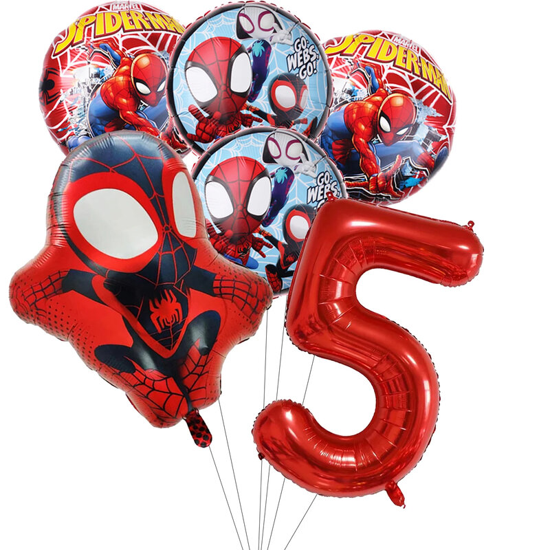 Spidey And His Amazing Friends Theme Kids 1st Number Balloon Set Birthday Party Supplies Baby Shower Boy Party Decoration Globes