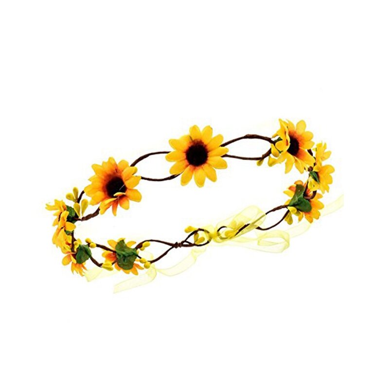 Corona de girasol Floral para otoño, accesorios para el cabello, vacaciones nupciales, accesorios para el cabello
