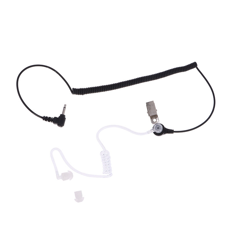 Earphone 3.5mm hanya dengar lurus transparan, Earp tabung akustik fleksibel untuk Walkie-talkie