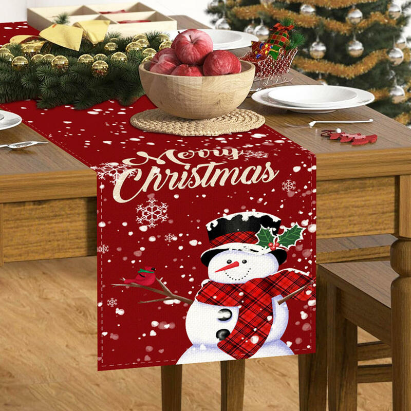 Christmas Snowman Snowflake Decoration Table Runner Wedding Party Decoration Tablecloth Dining Table Living Room Table Runner Ne