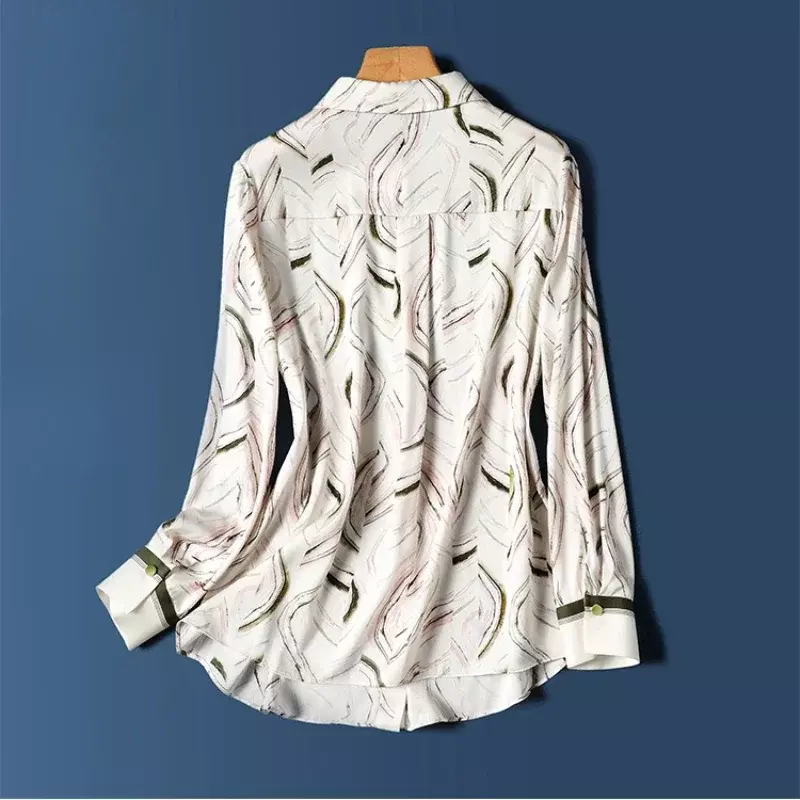 Satin Vintage Women's Shirts Spring/summer Prints Blouses Loose Long Sleeves Women Tops Fashion Clothing 2024 Korean