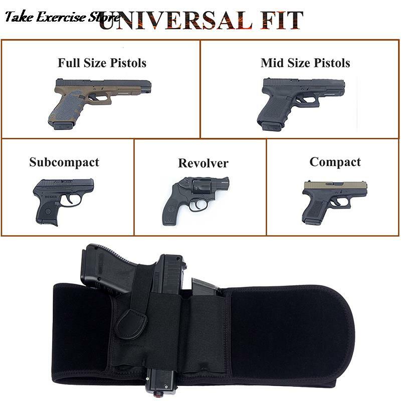 Universal ยุทธวิธีปืนพกปกปิดขวา Belly Band Airsoft Handgun ซองใส่ปืนพกผู้ถือ