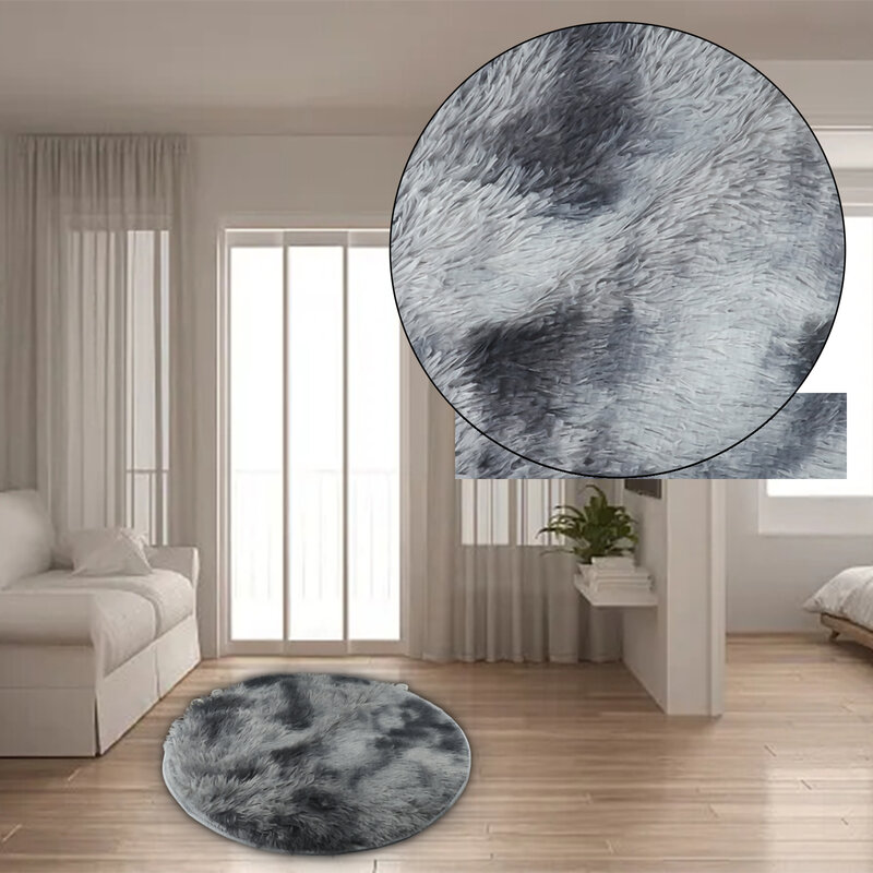 Alfombra peluda redonda circular, Tie-dye alfombra de felpa, alfombra de piso para sala de estar, dormitorio, antideslizante, patrón sólido textil para el hogar