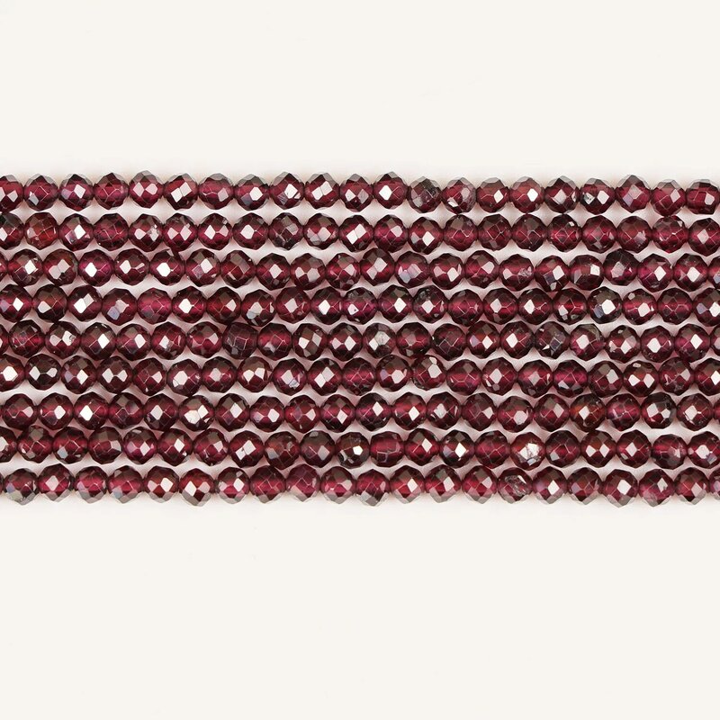 Натуральный Красный Гранат 2 3 4 мм, круглый граненый драгоценный камень, свободные бусины, аксессуары для «сделай сам», ювелирные изделия, ожерелье, браслет, серьги