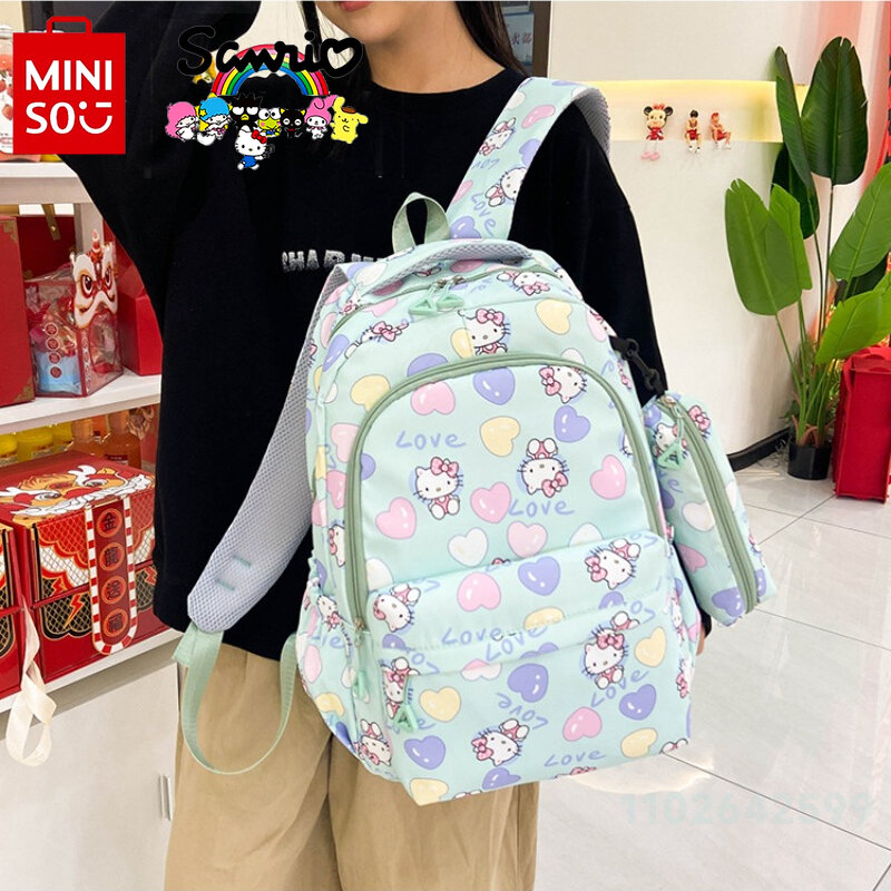 MINISO 2024 New Women's Backpack Fashionable High Quality Girl Backpack Cartoon Small Fresh Large Capacity Student Backpack