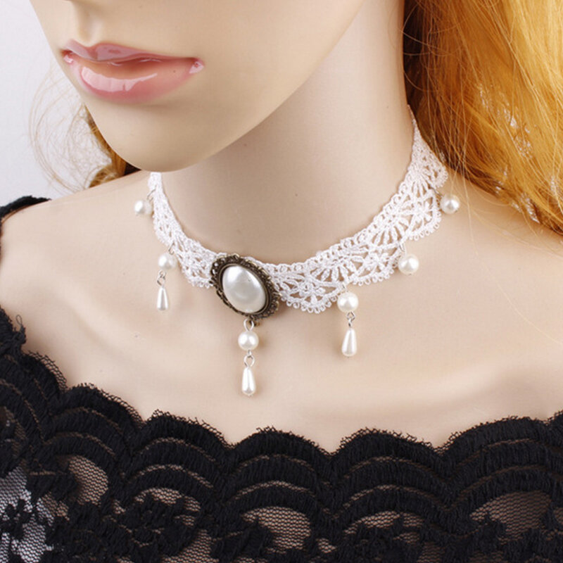 New 1PC Sexy Gothic Chokers Crystal Black Lace Neck Choker Necklace Vintage Victorian Women Chocker Steampunk Jewelry