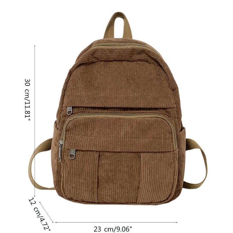 E74B Versatile Corduroy Rucksack Ample Storage Space Backpack Book Bag for Students and Enthusiasts
