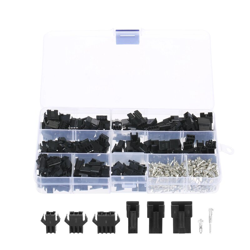 480Pcs 2.54mm Pitch SM 2P 3P 4P Pin Male And Female Rubber Shell Air Butt Joint Terminal Connector Set