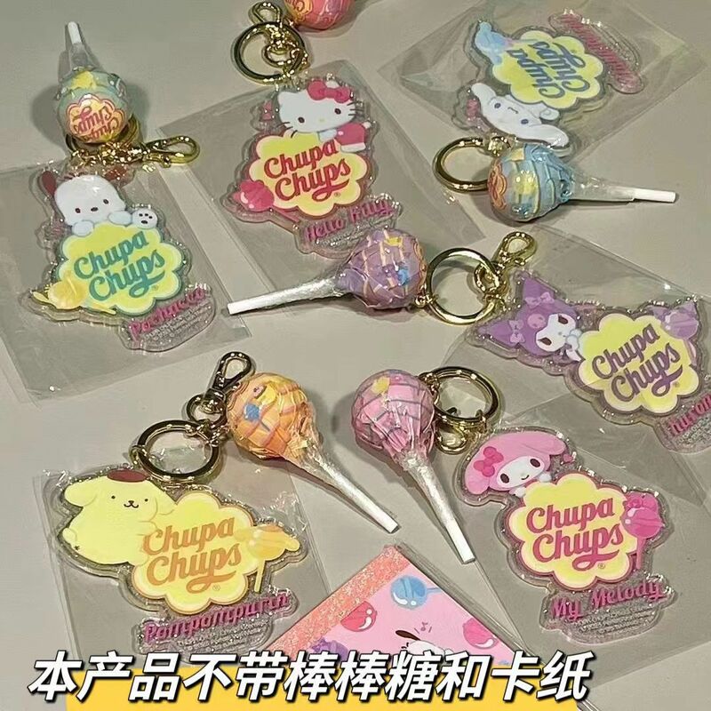 Lovely Sanrio Hello Kitty My Melody Bling Bling Acrylic Keychain Pendant Cartoon Cinnamoroll Keyring Girls Birthday Gift