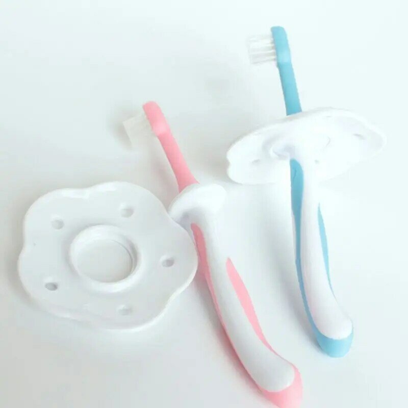 Baby Soft Toothbrush Tongue Cleaner Scraper Nowborn Toothbrush Teething Ring Blue Pink Green Age 0-3 Years Old