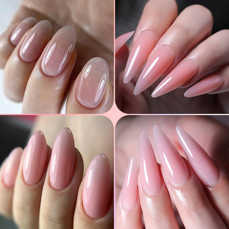 LILYCUTE-Gel de extensión de uñas, esmalte de uñas semipermanente, color rosa brillante, UV, duro, para prolongar las uñas, blanco, transparente, Nude