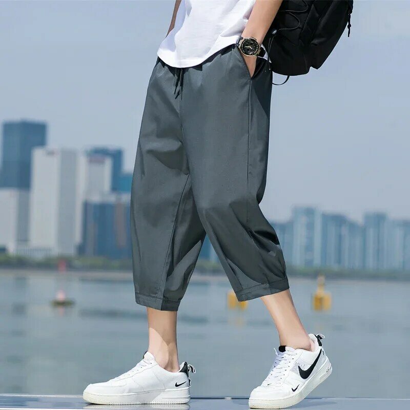 Summer Solid Color Men's Sports Shorts Casual New Classical Breathable Outdoor Daily Beach Pants Cropped Pants