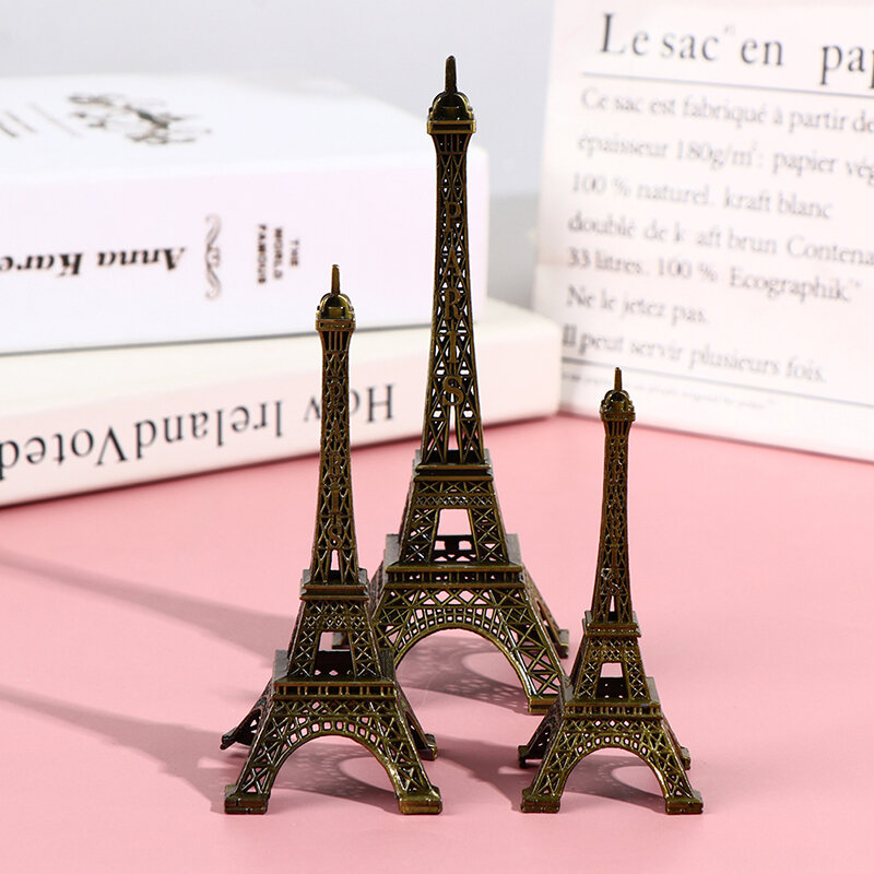 Modèle de tour Eiffel de Paris en métal rétro, statue de bureau à domicile, figurine en bronze, décor, ornement d'art, cadeau d'artisanat, souvenir de voyage, 1PC