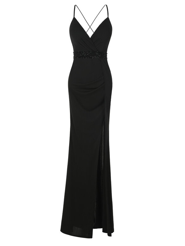 Elegante Aura glamouroso vestido de noite sem mangas, Fishtail Sling, vestido de noite fino, banquete sexy, Novo, 2024