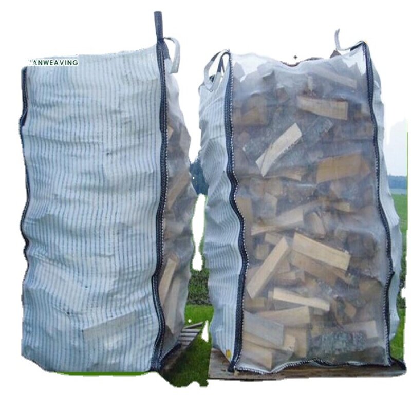 Produk kustom, pp bernafas jaring tas jumbo 1 ton tas besar 1000kg untuk kayu bakar