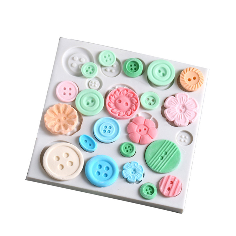 Button Silicone Mold Kitchen DIY Cake Baking Tool Fudge Biscuit Chocolate Decoration Clay Plaster Button Shape Silicone Mold