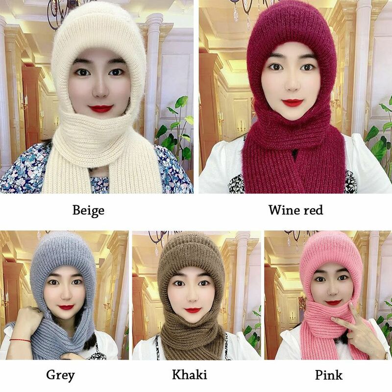 الشتاء النساء بيني قبعة دافئة قبعة غطاء الرأس طقم أربطة عنق عادية الصلبة النساء