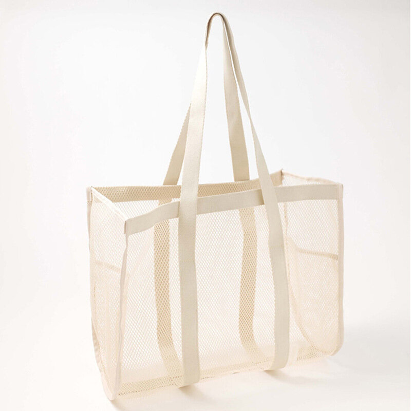 New Women Shoulder Bag Reusable Shopping Bags Casual Tote Female Handbag Large Capacity Transparent Mesh Shopper Storage Bag