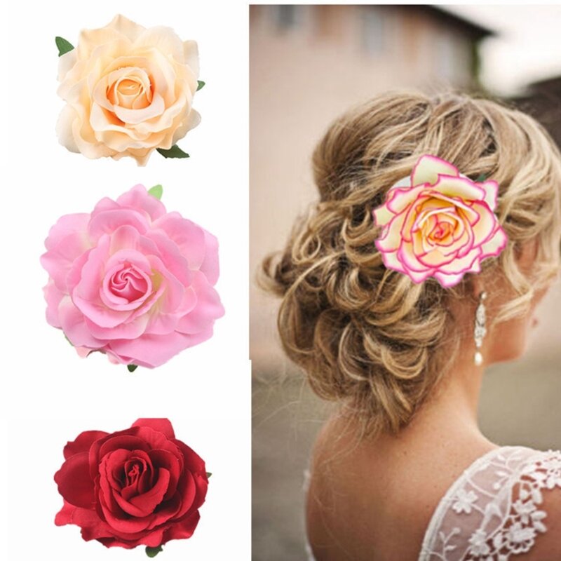 Заколка для волос с цветком розы, аксессуары для волос с цветком, броши, свадебная заколка для волос