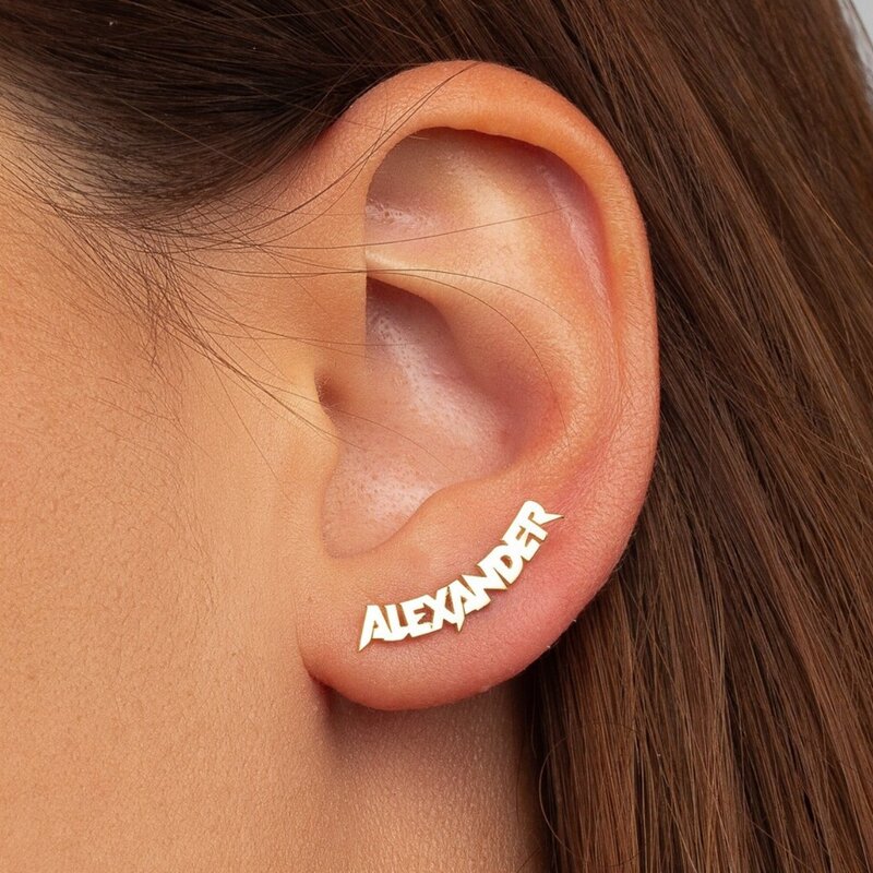 Custom Name Stud Earrings For Women Girl Stainless Steel Jewelry Personalized Nameplate Earrings Daily Wearing Accessories