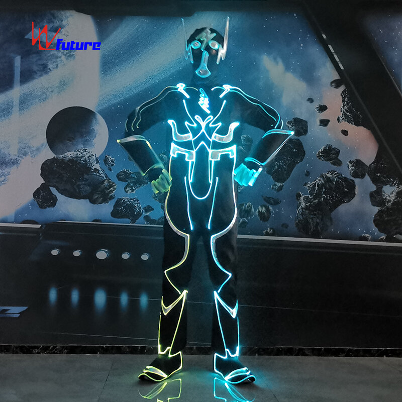 Custom Fiber Optic Halloween Set LED Lights Carnival Flash Costume Black 1 Piece Adults Luminous Performance