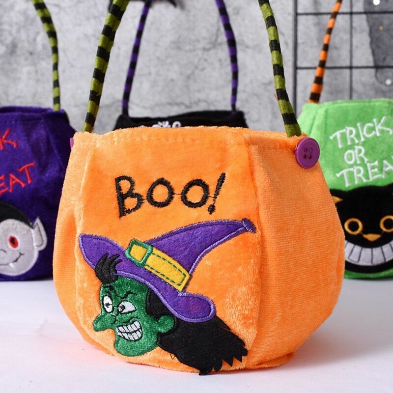 Bolsa Padrão Criativo para Crianças, Saco De Doces De Halloween, Witch Black Cat Handbag, Presente Bonito Da Abóbora, 1 Pc