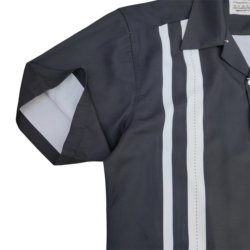 Black White WACKO Stripe Colorblocking Shirt Flip Neck Cardigan Loose Shirt Shirt Mens Womens Hawaii Shirt