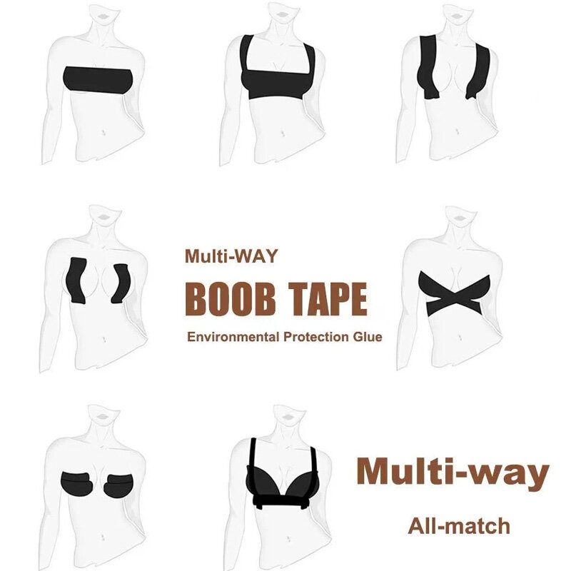 女性のための目に見えない粘着性の胸のテープ,粘着性の乳首カバー,胸の腕立て伏せ効果,Sticky-1pcs