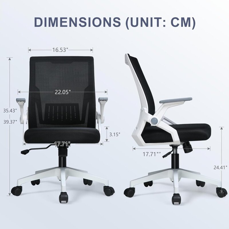 Com homa Computer Schreibtischs tuhl, ergonomischer Bürostuhl mit hoch klappbaren Armlehnen Klappbarer Mesh-Arbeits stuhl mit Rädern Adaptive Lendenwirbel säule