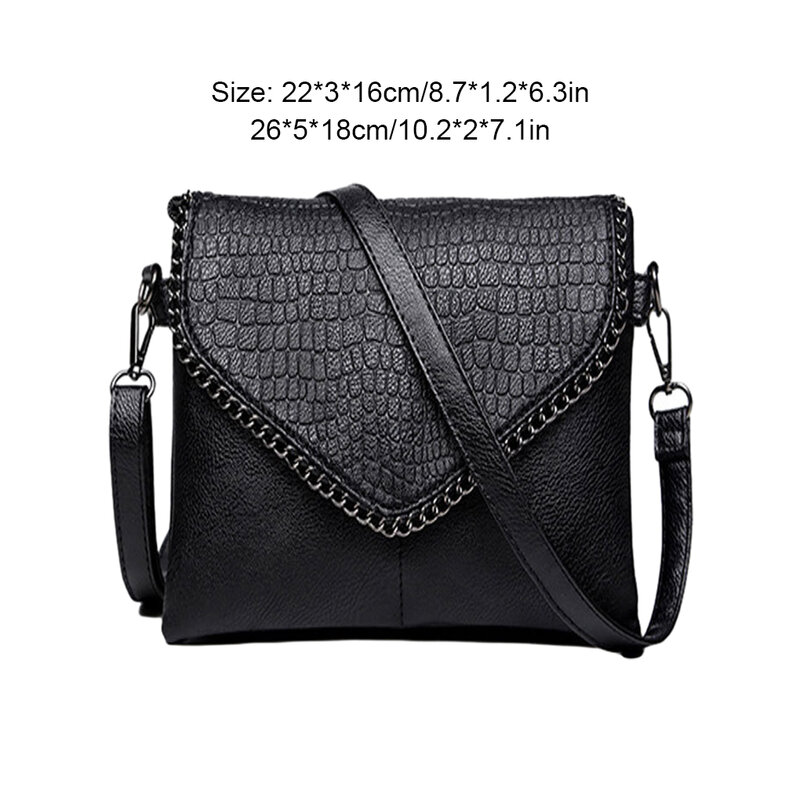Black PU Shoulder Messenger Bag Envelope Smooth Zipping Large Capacity Messenger Bags Crossbody Bag Black-S