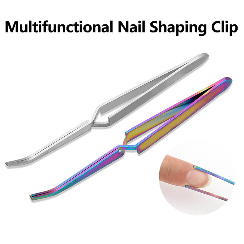 Roestvrijstalen Nagel Vormende Pincet Voor UV-Gel Tips C Curve Pinchers Sculptuur Clip Nail Art Tools