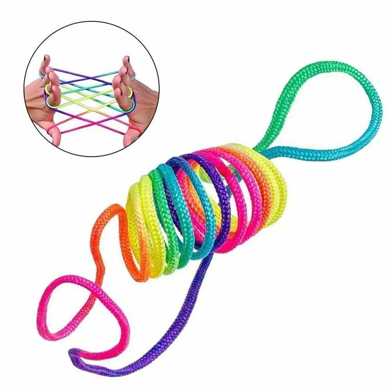 Corda de nylon colorida para o dedo, jogo educativo, cor do arco-íris, fumble