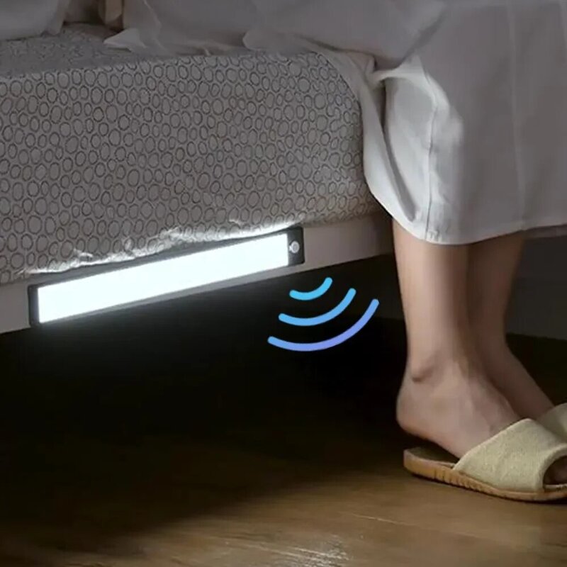 Luz LED con Sensor de movimiento, luz nocturna inalámbrica, USB, para debajo del gabinete, cocina, dormitorio, armario, iluminación interior