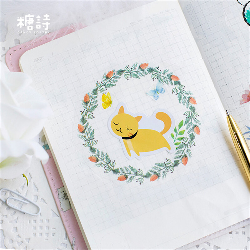 45 pçs kawaii anime gato adesivos diy telefone log manual álbum scrapbooking adesivos estéticos bonito escritório escola papelaria presente