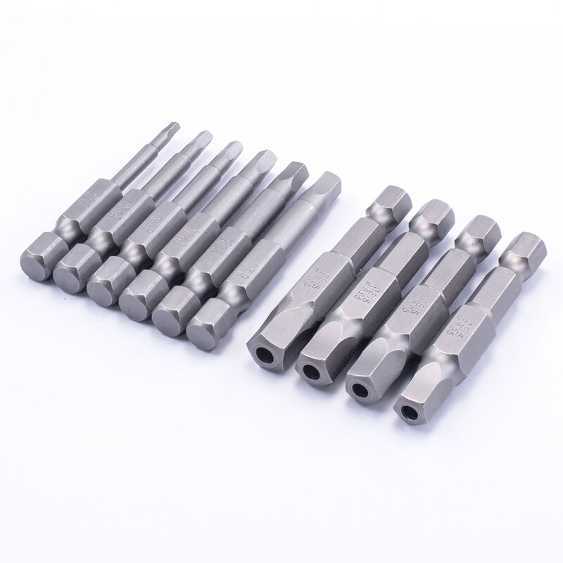 10Pcs Pentagonal Screwdriver Bit With Hole 1/4'' Shank Hex 50mm Wrench Magnetic Socket Hand Electric Screwdriver Wind Drill Head