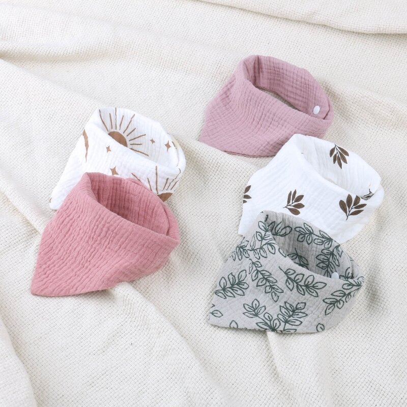 4pcs Cotton Baby Drool Bibs Solid/Print  Scarf Comfortable Drooling Teething Burp Cloth Breathable Saliva Towel Dropshipping