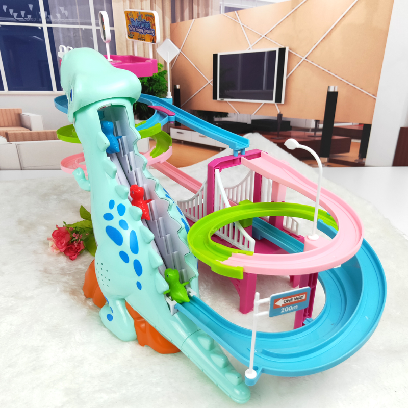 Juguete de pista de remolque eléctrico para niños de 3 a 6 años, juguete educativo interactivo con luz musical para subir escaleras, novedad