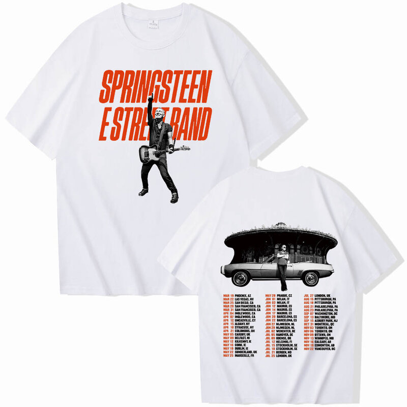 Bruce springsteen and E Street 2024เสื้อแขนสั้นคอกลมแขนสั้นใช้ได้ทั้งชายและหญิงเสื้อทัวร์เพลงยอดนิยมของขวัญสำหรับแฟนๆ