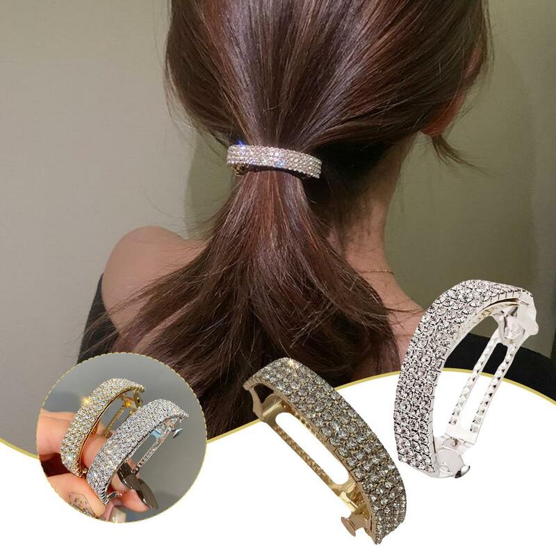 Shiny Rhinestone Low Ponytail Holder Hairpin Spring Girls Clip Claws Hair Hair Gentle Accessories Women Elegant L3O3