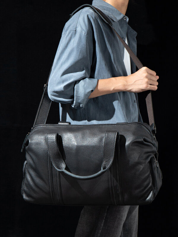 Высококачественная новая Вместительная дорожная сумка, кожаная горизонтальная сумка-тоут через плечо Cattlehide, модная деловая сумка-мессенджер