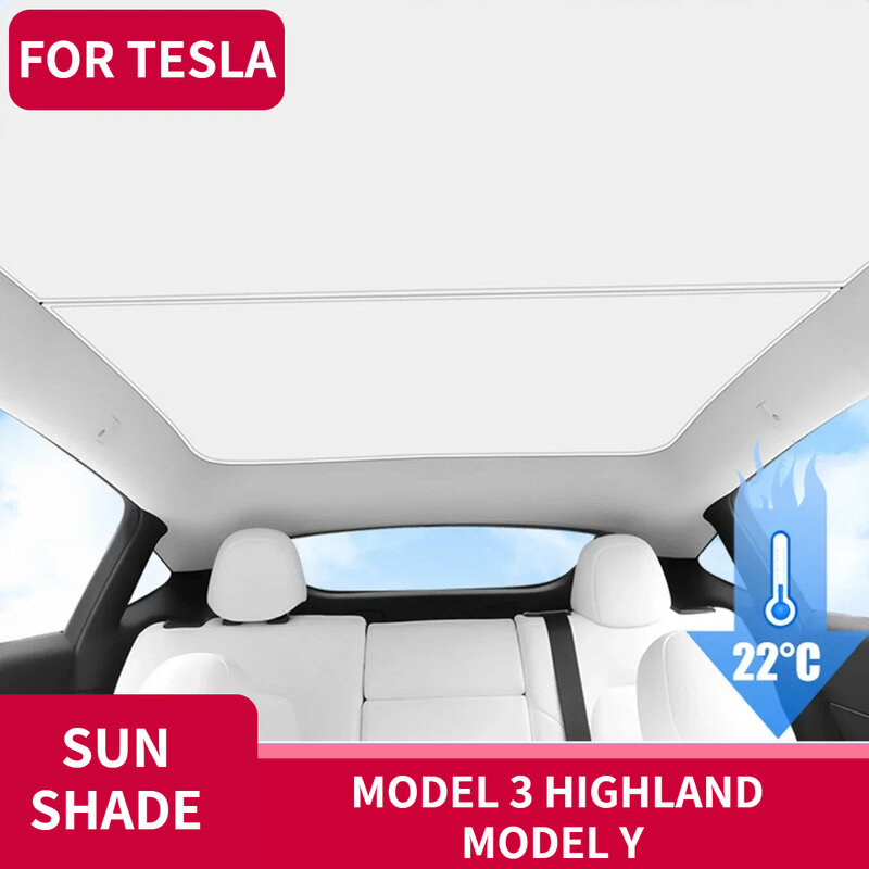 Parasoles para Tesla Model 3 + Highland 2024 Y 2021-2023, accesorio para tragaluz de techo, parasol trasero Y delantero, con hebilla de tela de hielo