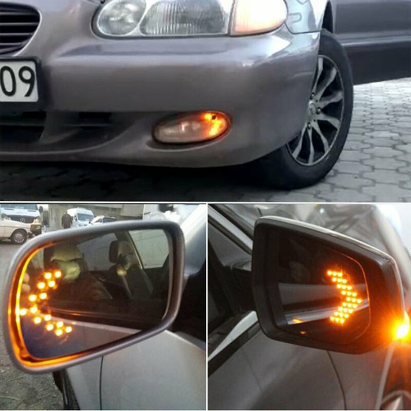 Luces LED de Panel de flecha, Mini luz de señalización para espejo retrovisor de coche, indicador de señal, luz secuencial, luz de señal de giro