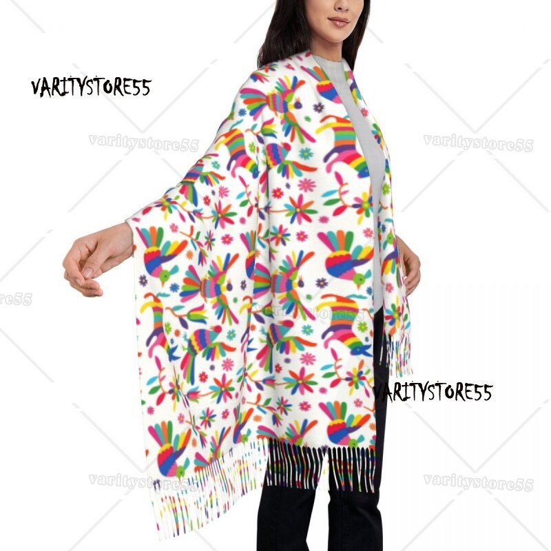 Шарф с этнической текстурой для мужчин и женщин, теплая зимняя шаль с принтом мексиканского искусства, с цветочным принтом
