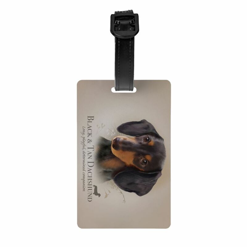 Custom Black Tan Dachshund Wiener Dog Luggage Tags for Suitcases Funny Pet Animal Baggage Tags Privacy Cover ID Label