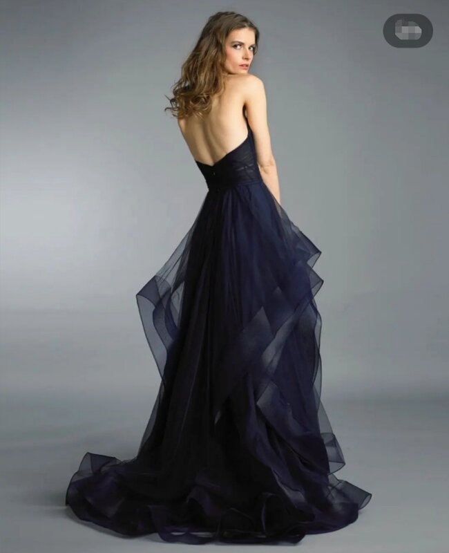 A-Line Tulle Prom Dress Sweet-Heart Neck  Evening Dress Strapless Open Back vestidos prom  robes de soirée robes de soirée