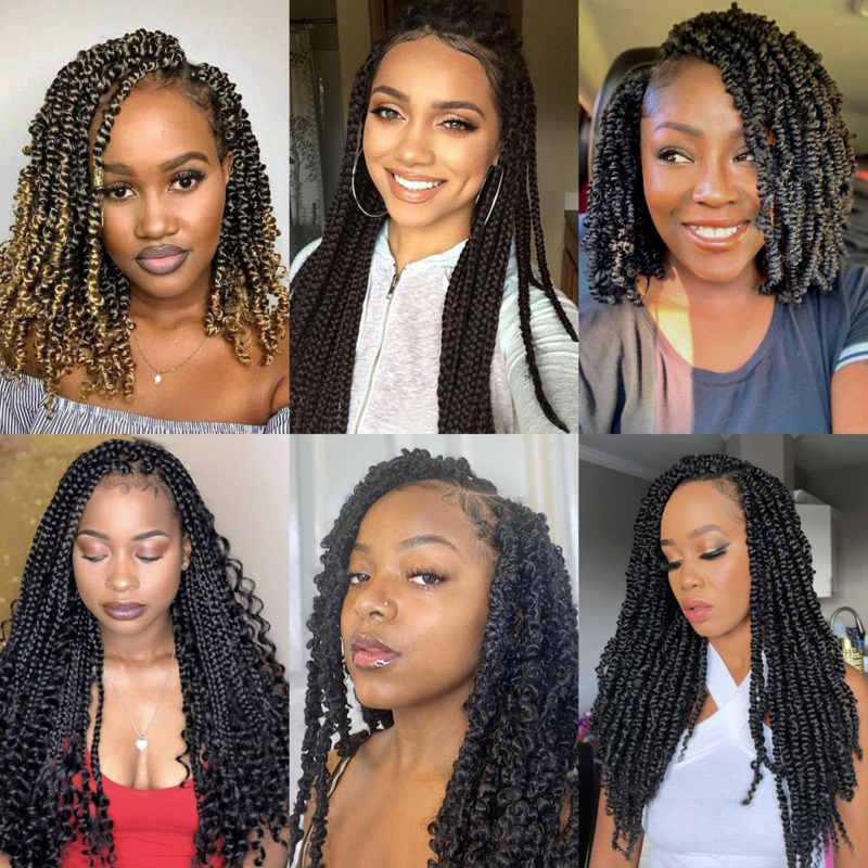 Braided Wigs Short Lace Front Wig Curly End Square Part Knotless Synthetic Braided Wig Box Braided Wig for Black Women