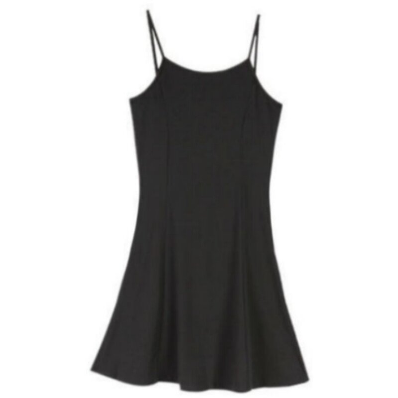 Conjunto vestido de duas peças feminino, camisa quadriculada com protetor solar emparelhada com alça preta, redução de idade, verão, novo, 2024