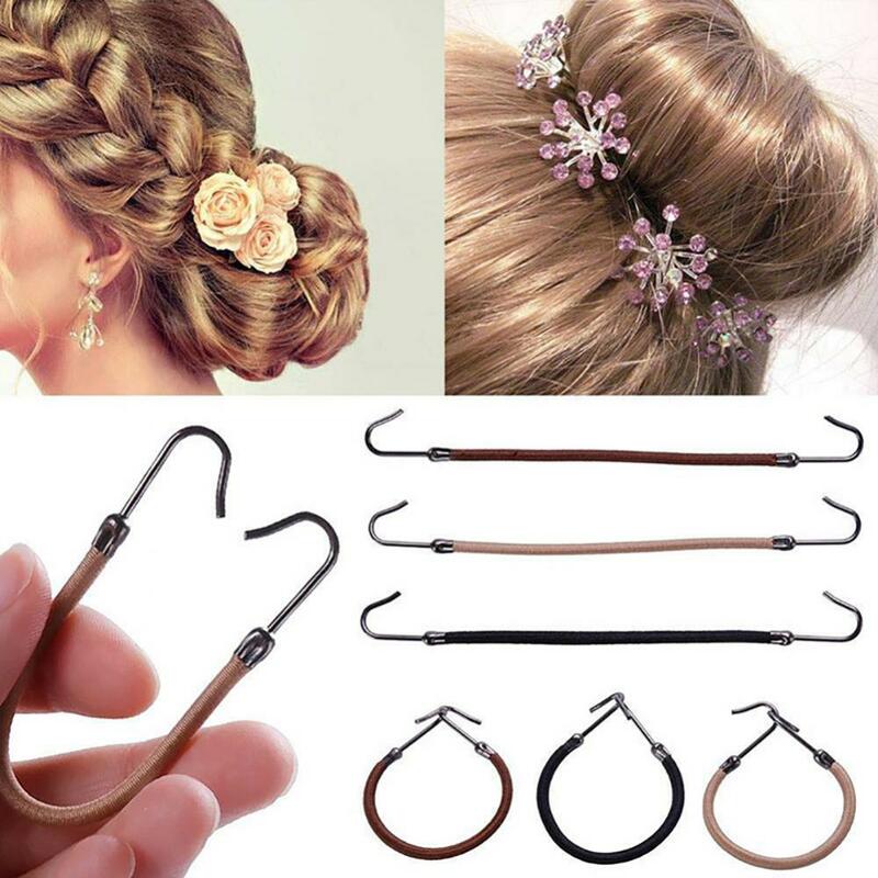 Double Hooks Rubber Hair Band para Mulheres, Trendy Ponytail, High Elastic, Projetado Hairtie, Headwear Acessório