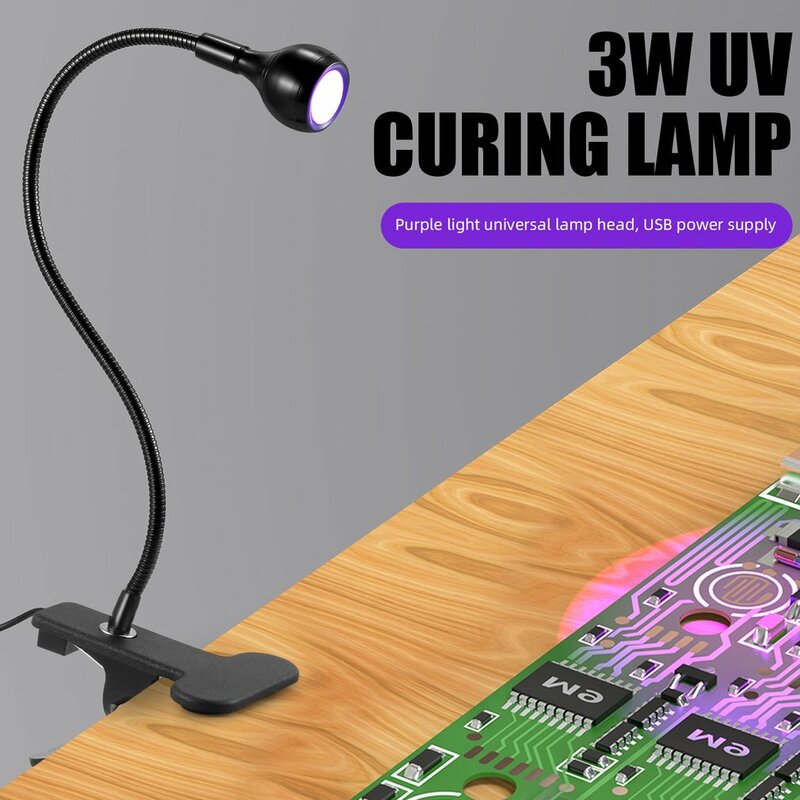 Purple Lamp 3W Mobile Phone Repair Green Oil UV Glue Curing Purple Light Clip Lamp USB Reading Lamp
